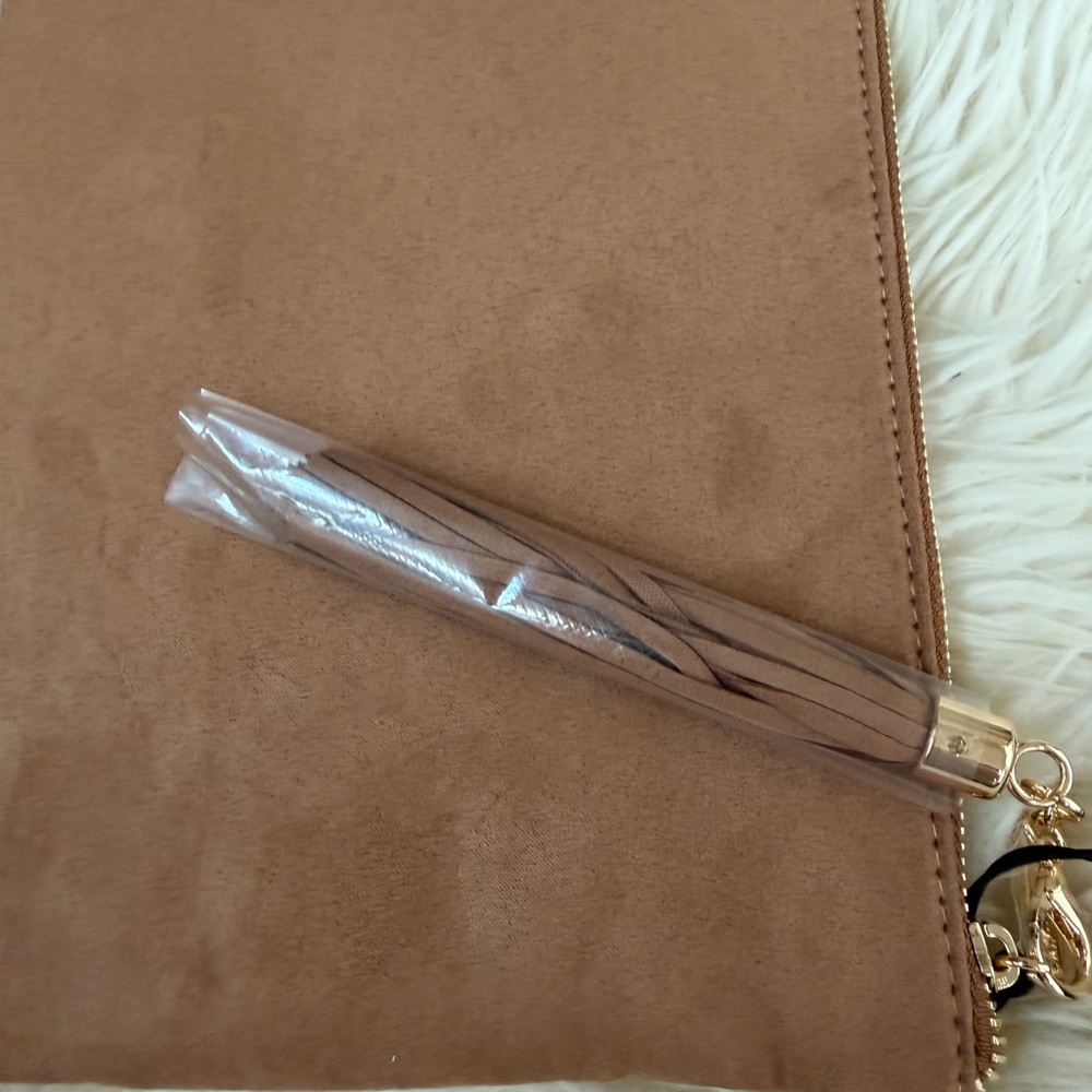 Ralph Lauren Tan Suede Zip Wristlet Pouch - Picture 5 of 5
